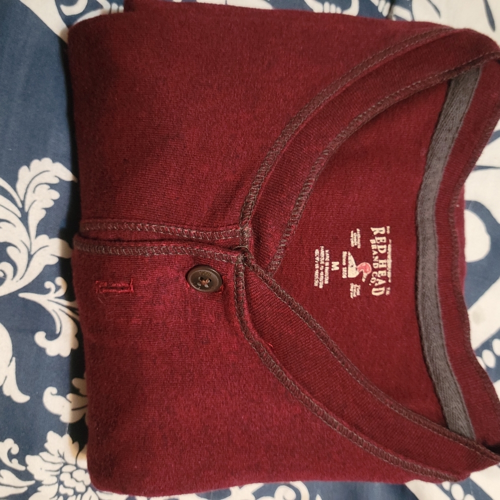 Red head mens long sleeve maroon tshirt
